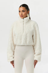 Sherpa Quarter-Zip Cropped Sweater