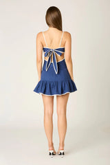 Contrast Trim Cutout Mini Dress