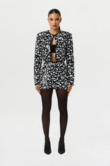 Geometric Sequin Cropped Jacket