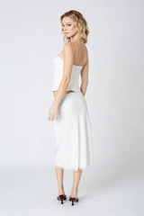 Printed Satin Midi Skirt