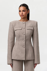 Chevron Suited Button Up Blazer