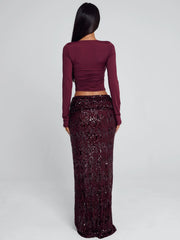 Vyorix ISLE MAXI SKIRT BURGUNDY