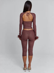 Vyorix MAHRIA TOP BROWN POLKA DOT