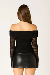 Stretch Lace Off-Shoulder Top