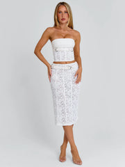 Vyorix LUNALLA MIDI SKIRT IVORY