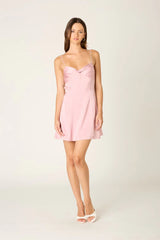 Twisted Bust Satin Mini Dress
