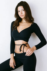 THE NAVY WRAP TOP