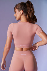 Excel - Cap Sleeve Define Luxe Crop Top in Dusty Mauve