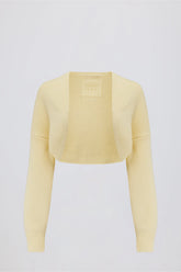 Ribbed-Knit Cropped Shrug in Lemon