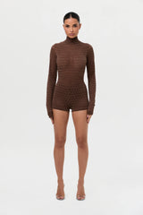 Velvet Mesh Chevron Hot Pants