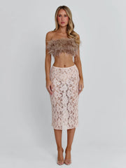 Vyorix MERIDA MIDI SKIRT LIGHT PINK
