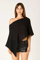 Asymmetric Sheer Knit Poncho