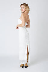 Strapless Lace Cut Out Maxi Dress