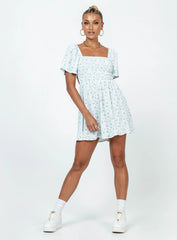Summer Nights Mini Dress Blue Floral