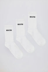 Ribbed Crew Sock Bundle in White