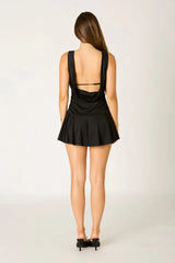 Ruched Open-Back Mini Dress