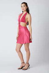 Pleated Cut Out Mini Dress