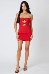 Strapless Cut Out Mini Dress