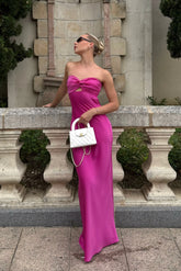 Strapless Satin Maxi Dress