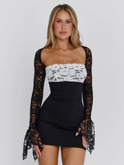 OMERA MINI DRESS BLACK WHITE