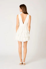 V Neck Tiered Mini Dress