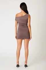 Ruched One Shoulder Mini Dress