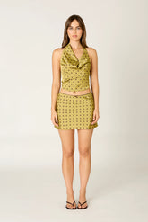 Draped Polka Dot Halter Top