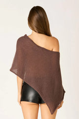 Asymmetric Sheer Knit Poncho