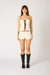 Ruffle Tie Smocked Shorts