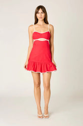 Contrast Trim Cutout Mini Dress