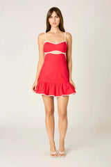 Contrast Trim Cutout Mini Dress