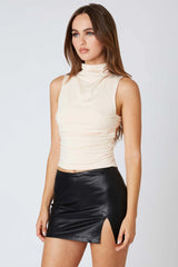Mock Neck Open Back Top