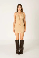 Faux Suede Halter Top