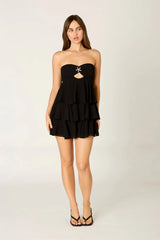 Chiffon Strapless Mini Dress