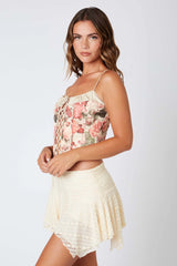 Floral Lace Up Corset Top