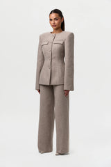 Chevron Suited Button Up Blazer