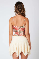 Floral Lace Up Corset Top