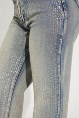Chasing A Dream Embellished Stretch Straight Leg Jeans - Vintage Wash