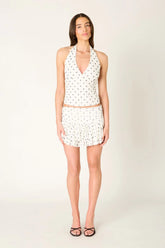 Polka Dot Mesh Halter Top