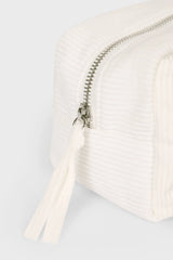 Corduroy Bow Makeup Bag in Ivory