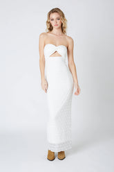 Strapless Lace Cut Out Maxi Dress