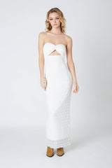 Strapless Lace Cut Out Maxi Dress