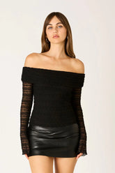 Stretch Lace Off-Shoulder Top