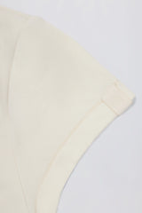 Cut-Out Longline T-Shirt in Cream