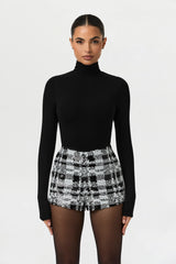 Sequin Plaid Hot Pants