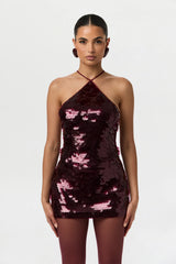 Sequin Open Back Halter Top