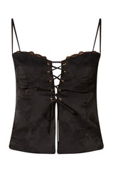 Lace Up Jacquard Bustier Top