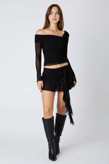 Mesh Ruffle Mini Skort