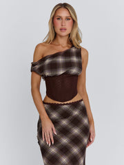 Vyorix NARELLE TOP BROWN CHECK
