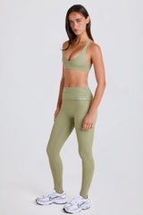 Foldover Mid-Rise Stirrup Leggings in Matcha